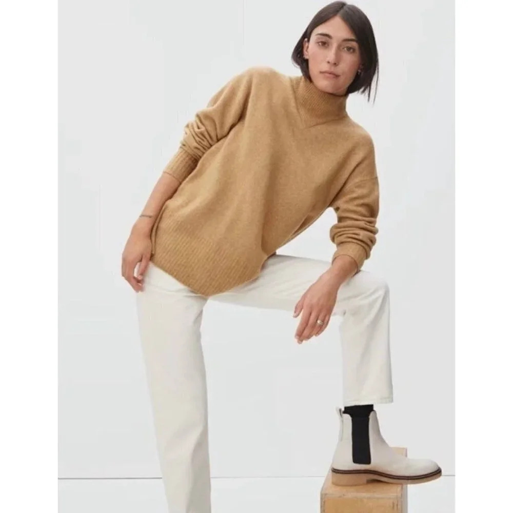 Everlane Wool Sweater Women’s XS The Cozy Stretch Pullover in Camel Yak Hair